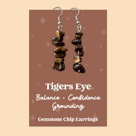 WishStrings “Tigers Eye” Gemstone Chip Earrings | GS026