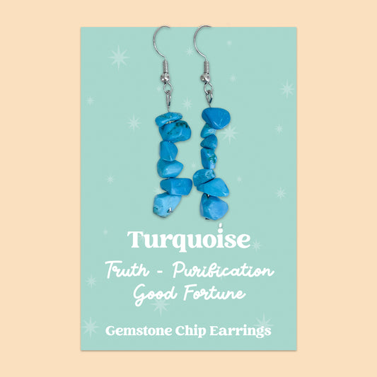 WishStrings “Turquoise” Gemstone Chip Earrings | GS032