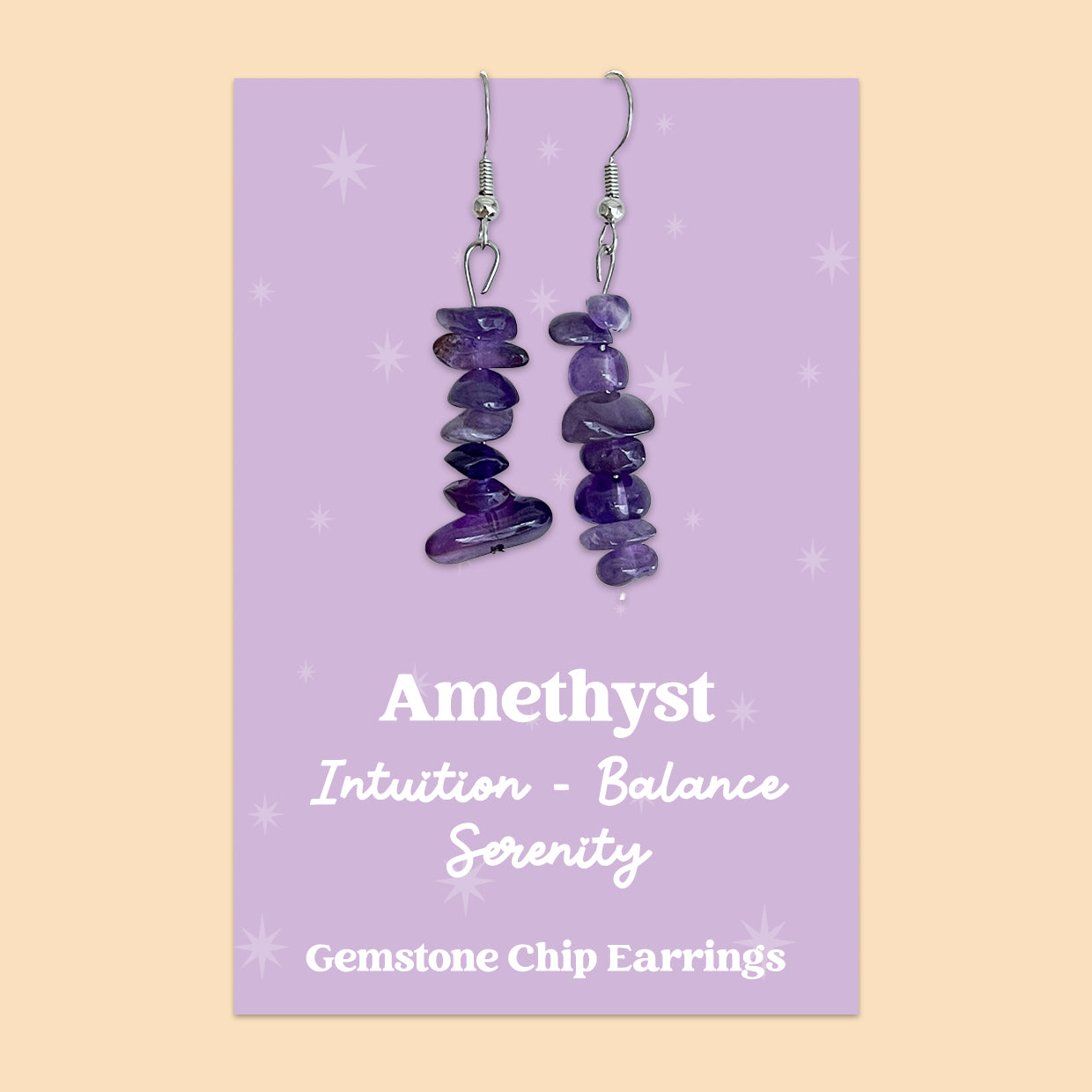 WishStrings “Amethyst” Gemstone Chip Earrings | GS043
