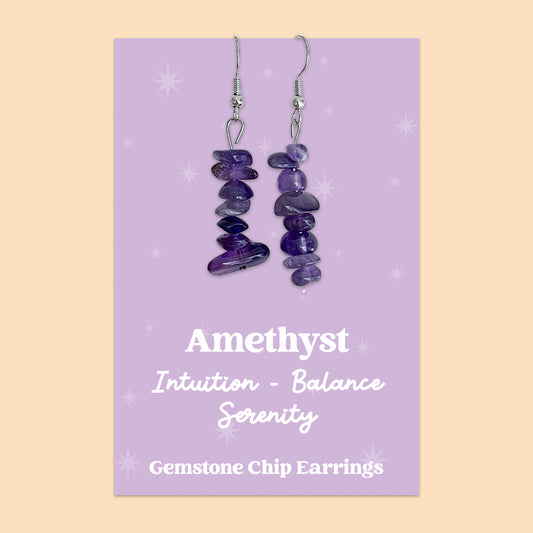 WishStrings “Amethyst” Gemstone Chip Earrings | GS043