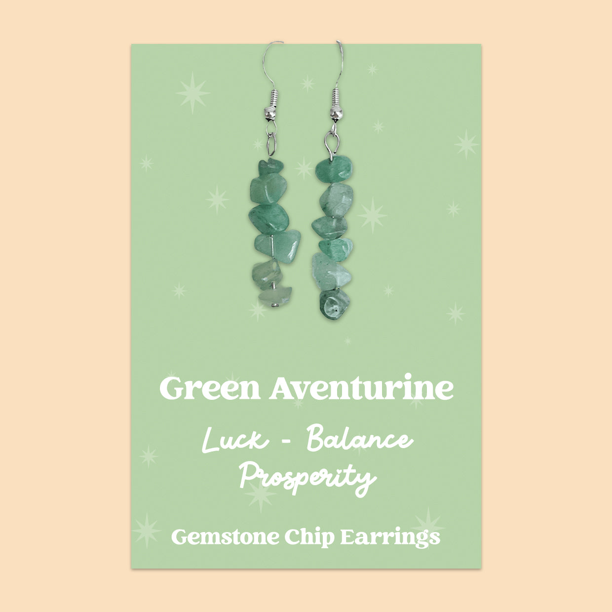 WishStrings “Green Aventurine” Gemstone Chip Earrings | GS049