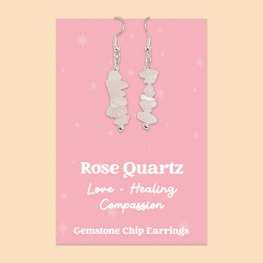 WishStrings “Rose Quartz” Gemstone Chip Earrings | GS055
