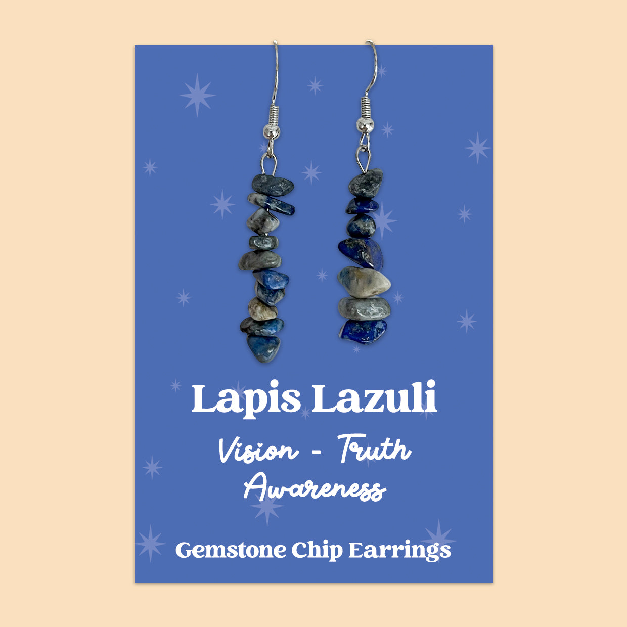 WishStrings “Lapis Lazuli” Gemstone Chip Earrings | GS061
