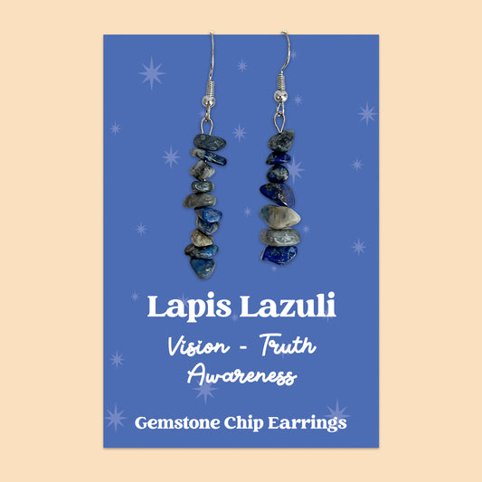 WishStrings “Lapis Lazuli” Gemstone Chip Earrings | GS061