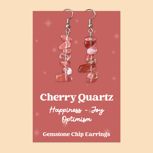 WishStrings “Cherry Quartz” Gemstone Chip Earrings | GS067