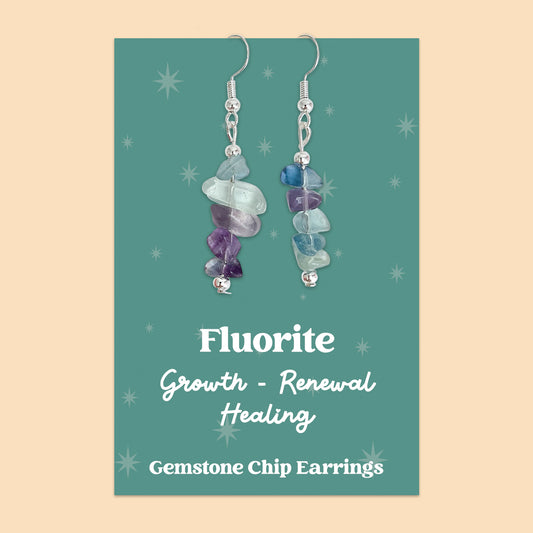 WishStrings “Fluorite” Gemstone Chip Earrings | GS079