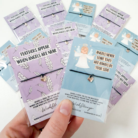 12 x Angel WishStrings | ‘Angels Never Leave, They Are Always by Your Side’ & ‘Feathers Appear When Angels Are Near’ | RRP £3.99 Each | Fantastic Margins | Limited Stock