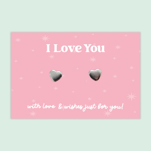 I Love You - Heart Stud Earrings - J003E