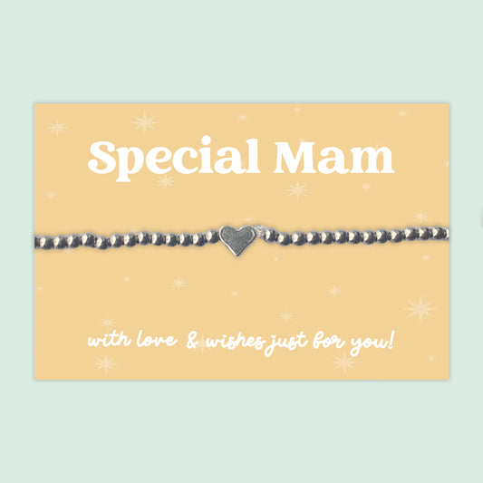 Special Mam - Heart Beaded Stretch Charm Bracelet - J006B