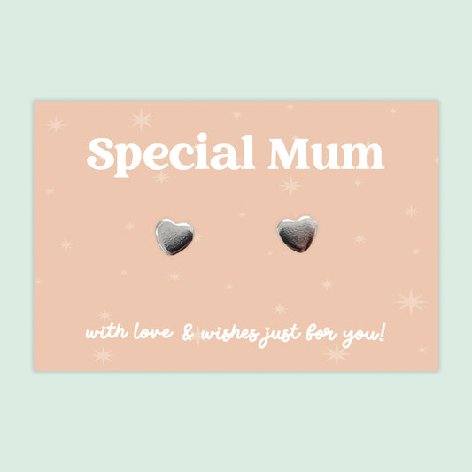 Special Mum - Heart Stud Earrings - J008E