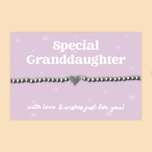 Special Granddaughter - Heart Beaded Stretch Charm Bracelet - J011B