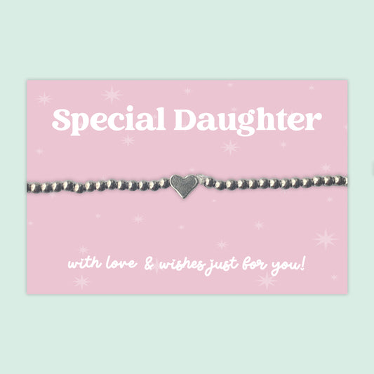 Special Daughter - Heart Beaded Stretch Charm Bracelet - J013B