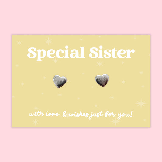 Special Sister - Heart Stud Earrings - J015E