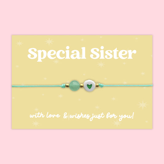 Special Sister - Heart Adjustable Friendship Bracelet - J015FB