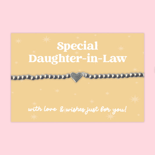Special Daughter-in-Law - Heart Beaded Stretch Charm Bracelet - J018B