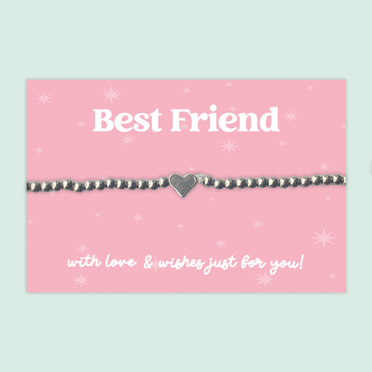 Best Friend - Heart Beaded Stretch Charm Bracelet - J019B
