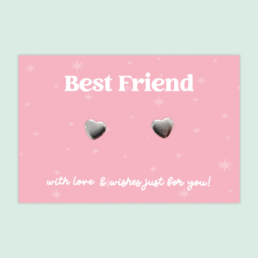 Best Friend - Heart Stud Earrings - J019E