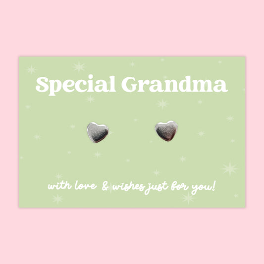 Special Grandma - Heart Stud Earrings - J020E