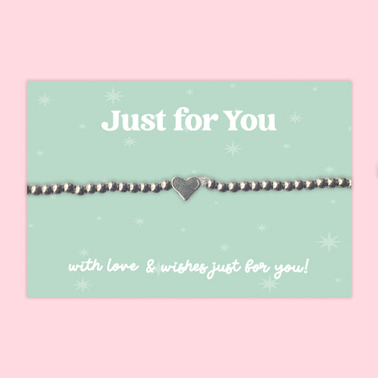 Just for You - Heart Beaded Stretch Charm Bracelet - J024B