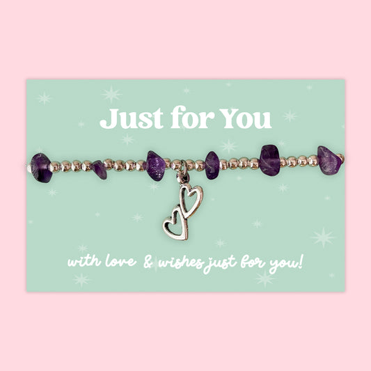 Little Wishes® “Just for You” Amethyst Gemstone Chip Bracelet | J024/LW020