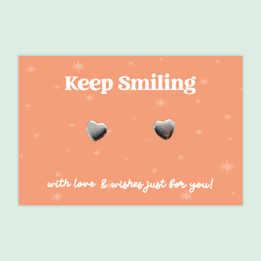 Keep Smiling - Heart Stud Earrings - J025E