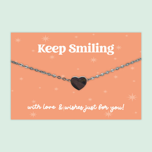 Keep Smiling - Heart Charm Necklace - J025N