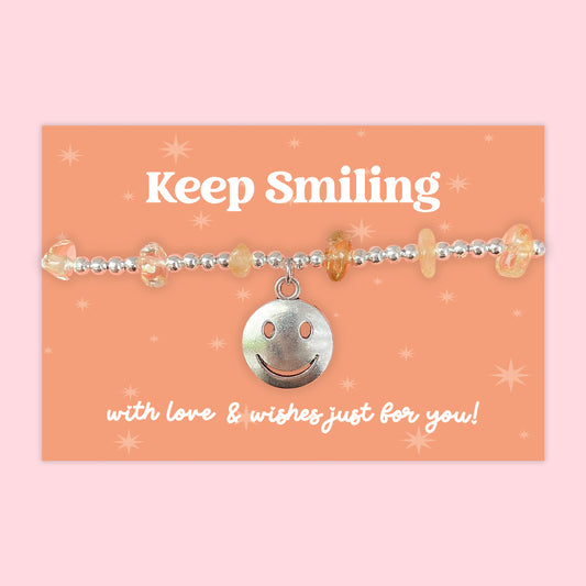 Little Wishes® “Keep Smiling” Citrine Gemstone Chip Bracelet | J025/LW018