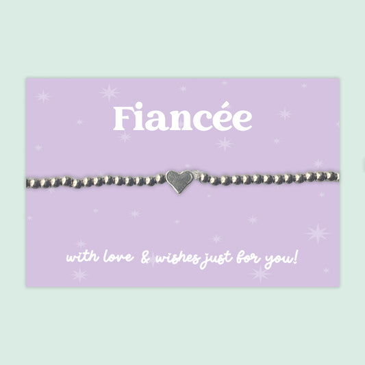 Fiancée - Heart Beaded Stretch Charm Bracelet - J026B