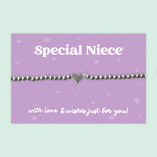 Special Niece - Heart Beaded Stretch Charm Bracelet - J027B