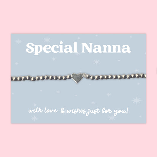 Special Nanna- Heart Beaded Stretch Charm Bracelet - J028B