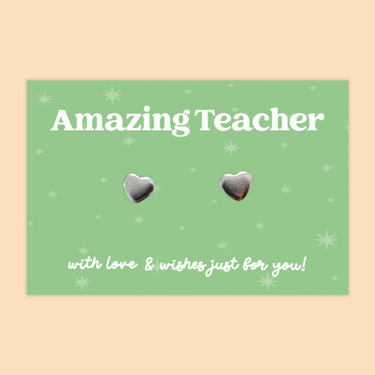 Amazing Teacher - Heart Stud Earrings - J030E