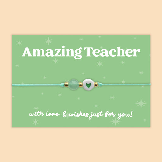 Amazing Teacher - Heart Adjustable Friendship Bracelet - J030FB
