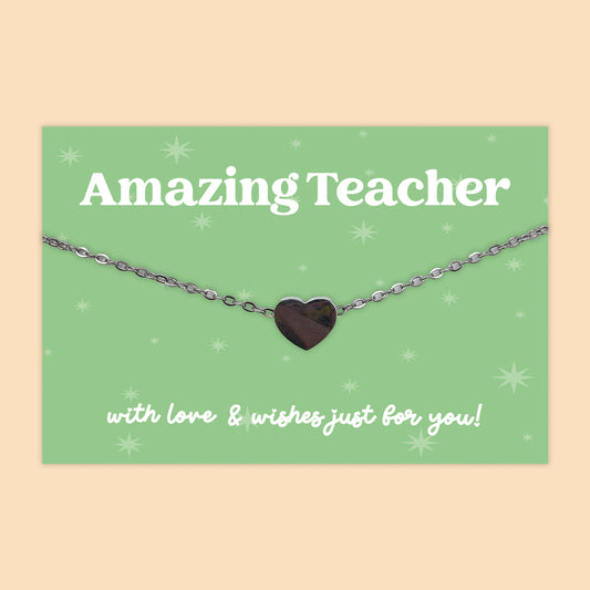 Amazing Teacher - Heart Charm Necklace - J030N