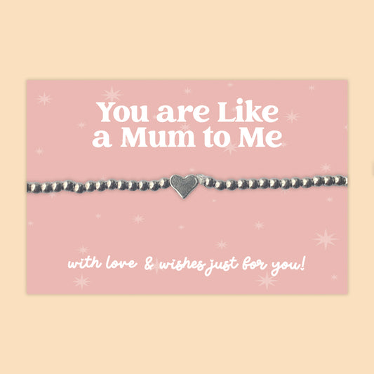 You are Like a Mum to Me - Heart Beaded Stretch Charm Bracelet - J031B