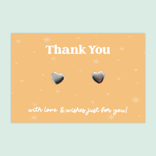 Thank You - Heart Stud Earrings - J033E