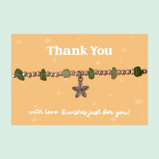 Little Wishes® “Thank You” Green Aventurine Gemstone Chip Bracelet | J033/LW014