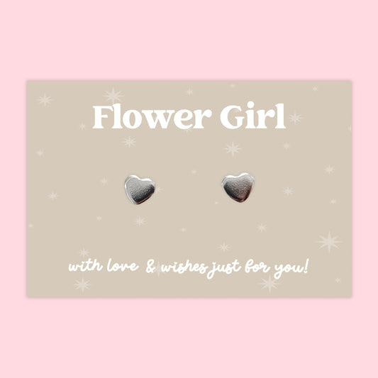 Flower Girl - Heart Stud Earrings - J036E