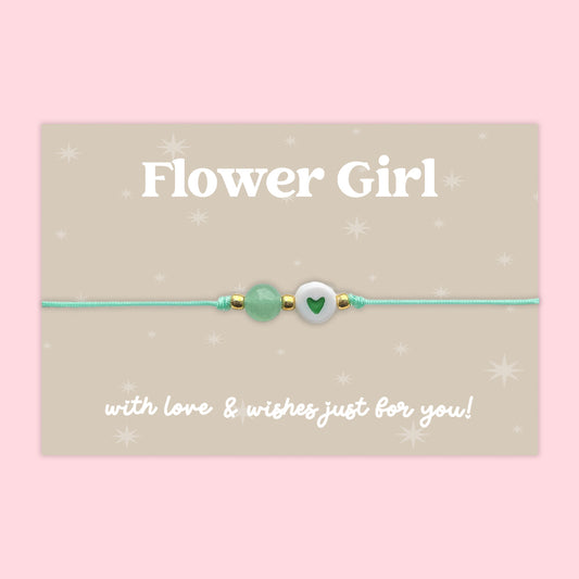 Flower Girl - Heart Adjustable Friendship Bracelet - J036FB