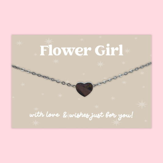 Flower Girl - Heart Charm Necklace - J036N