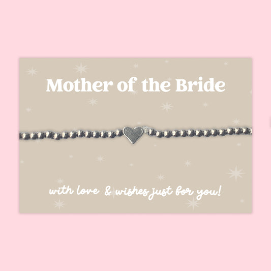 Mother of the Bride - Heart Beaded Stretch Charm Bracelet - J037B