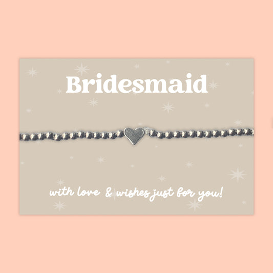 Bridesmaid - Heart Beaded Stretch Charm Bracelet - J039B