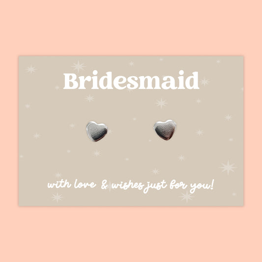 Bridesmaid - Heart Stud Earrings - J039E