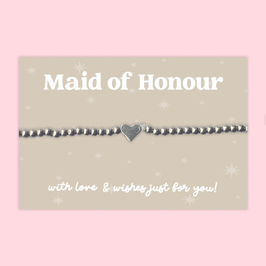 Maid of Honour - Heart Beaded Stretch Charm Bracelet - J040B