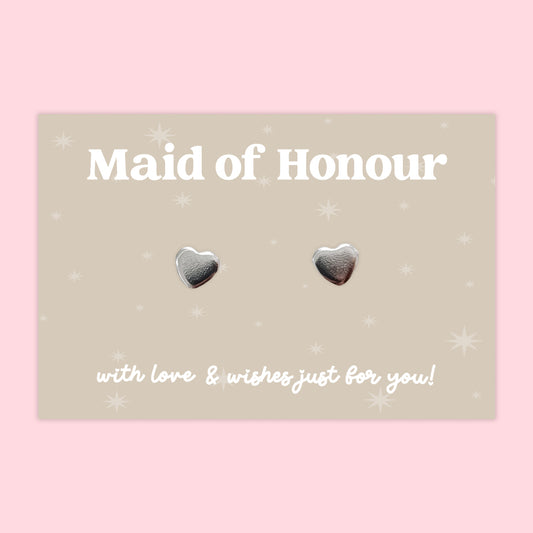 Maid of Honour - Heart Stud Earrings - J040E