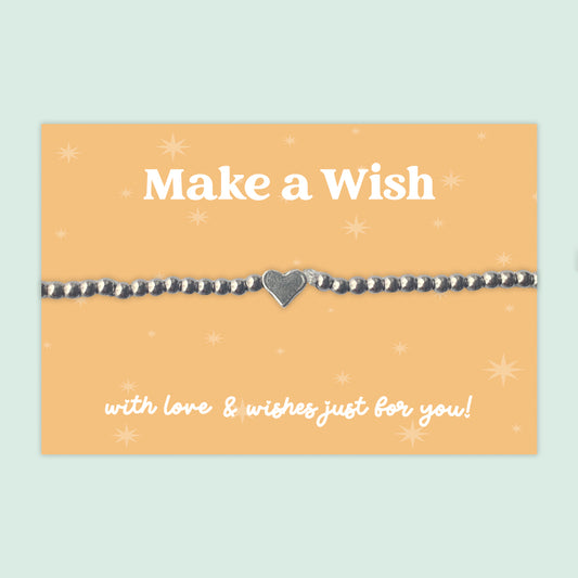 Make a Wish - Heart Beaded Stretch Charm Bracelet - J041B