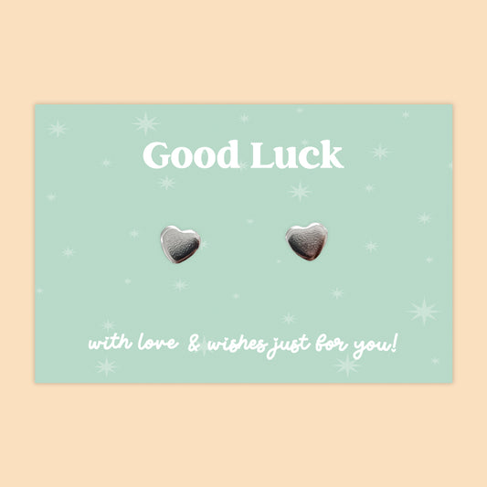 Good Luck - Heart Stud Earrings - J044E