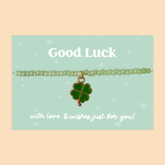 Little Wishes® “Good Luck” Green Seed Bead Bracelet | J044/LW003
