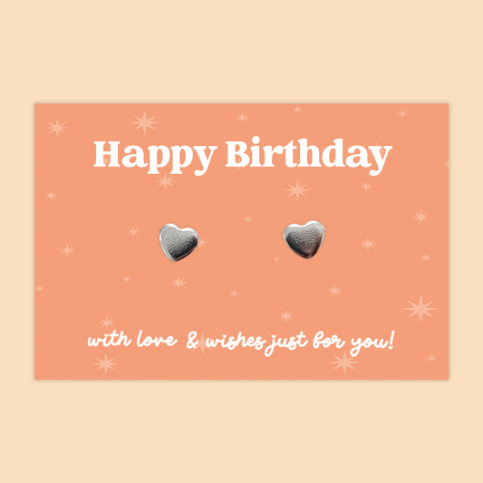 Happy Birthday - Heart Stud Earrings - J045E