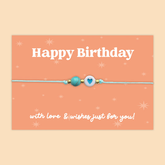 Happy Birthday - Heart Adjustable Friendship Bracelet - J045FB