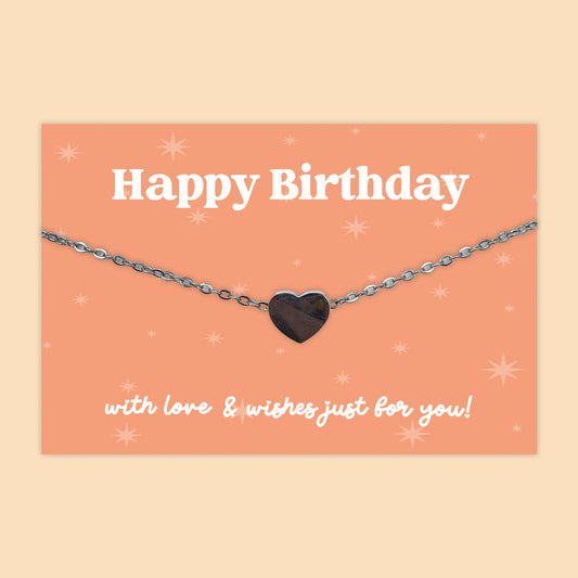 Happy Birthday - Heart Charm Necklace - J045N